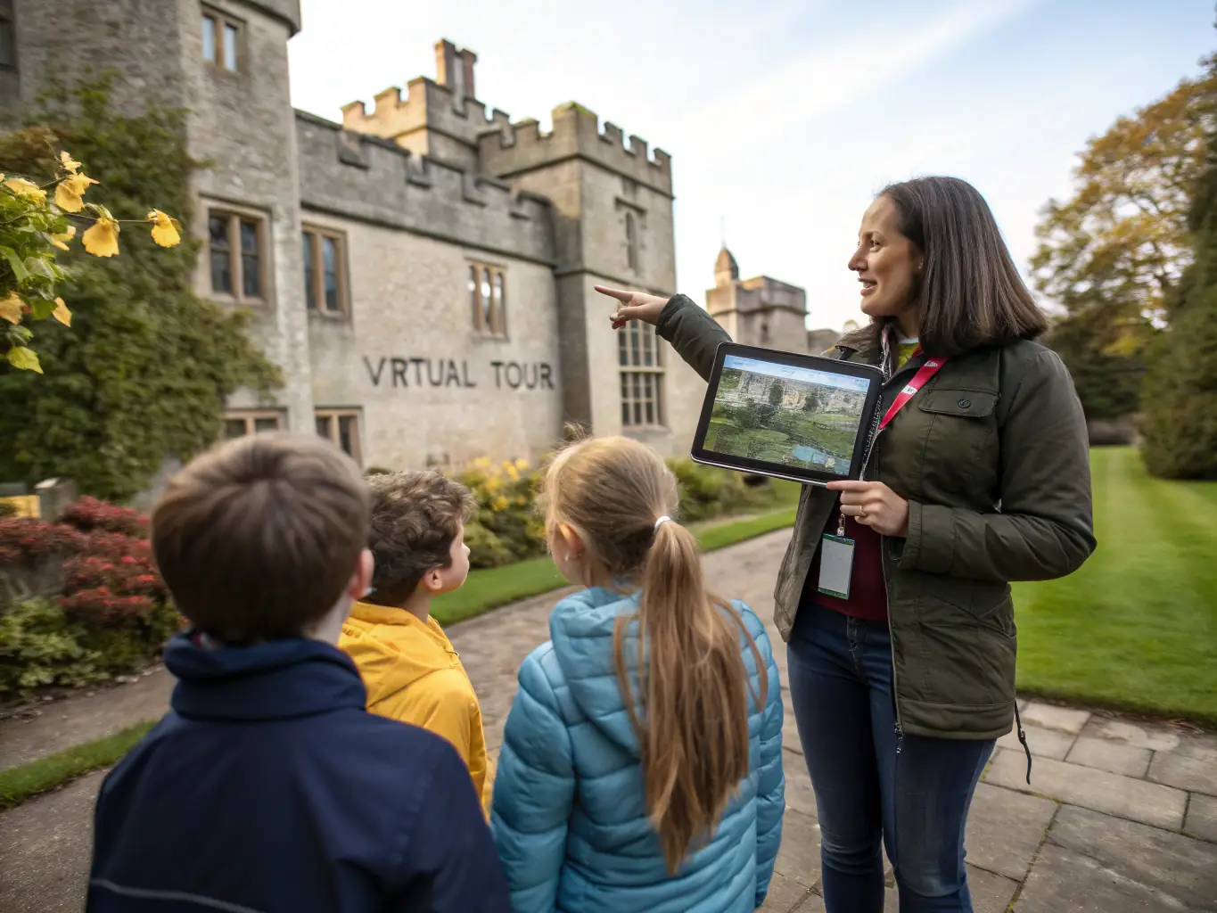 A teacher leads a group of students on a guided tour of a historical site, emphasizing the importance of cultural education.
